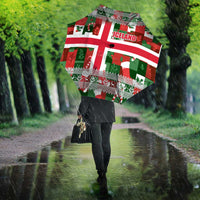 Iceland Christmas Umbrella with Green & Red Candy Cane Pattern Santa Claus and National Flag Motif - Wonder Print Shop