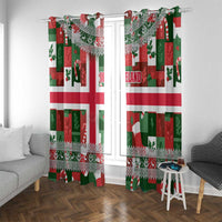 Iceland Christmas Window Curtain with Green & Red Candy Cane Pattern Santa Claus and National Flag Motif - Wonder Print Shop