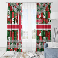 Iceland Christmas Window Curtain with Green & Red Candy Cane Pattern Santa Claus and National Flag Motif - Wonder Print Shop