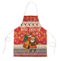 Native American Christmas Apron with Red & Orange Geometric Pattern Santa Claus and Teepee Motif - Wonder Print Shop