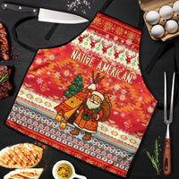 Native American Christmas Apron with Red & Orange Geometric Pattern Santa Claus and Teepee Motif - Wonder Print Shop