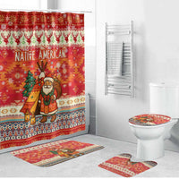 Native American Christmas Bathroom Set with Red & Orange Geometric Pattern Santa Claus and Teepee Motif - Wonder Print Shop