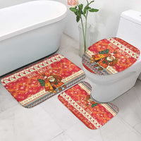 Native American Christmas Bathroom Set with Red & Orange Geometric Pattern Santa Claus and Teepee Motif - Wonder Print Shop