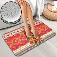 Native American Christmas Bathroom Set with Red & Orange Geometric Pattern Santa Claus and Teepee Motif - Wonder Print Shop