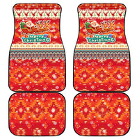 Native American Christmas Car Mats with Red & Orange Geometric Pattern Santa Claus and Teepee Motif - Wonder Print Shop
