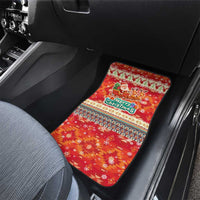 Native American Christmas Car Mats with Red & Orange Geometric Pattern Santa Claus and Teepee Motif - Wonder Print Shop
