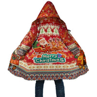 Native American Christmas Cloak with Red & Orange Geometric Pattern Santa Claus and Teepee Motif - Wonder Print Shop