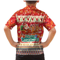 Native American Christmas Family Matching Mermaid Dress and Hawaiian Shirt with Red & Orange Geometric Pattern Santa Claus and Teepee Motif - Wonder Print Shop