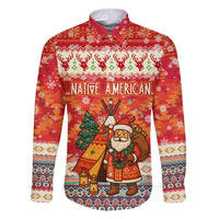 Native American Christmas Family Matching Puletasi and Hawaiian Shirt with Red & Orange Geometric Pattern Santa Claus and Teepee Motif - Wonder Print Shop