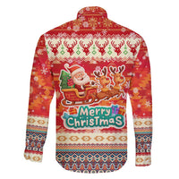 Native American Christmas Family Matching Summer Maxi Dress and Hawaiian Shirt with Red & Orange Geometric Pattern Santa Claus and Teepee Motif - Wonder Print Shop