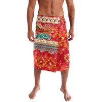 Native American Christmas Lavalava with Red & Orange Geometric Pattern Santa Claus and Teepee Motif - Wonder Print Shop