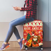 Native American Christmas Luggage Cover with Red & Orange Geometric Pattern Santa Claus and Teepee Motif - Wonder Print Shop