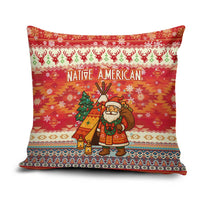 Native American Christmas Pillow Cover with Red & Orange Geometric Pattern Santa Claus and Teepee Motif - Wonder Print Shop