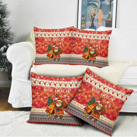 Native American Christmas Pillow Cover with Red & Orange Geometric Pattern Santa Claus and Teepee Motif - Wonder Print Shop