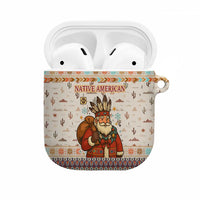 Native American Christmas AirPods Case with Beige Tribal Pattern Santa Claus and Dreamcatcher Motif - Wonder Print Shop
