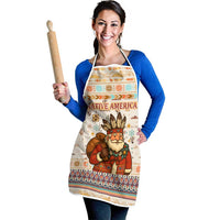 Native American Christmas Apron with Beige Tribal Pattern Santa Claus and Dreamcatcher Motif - Wonder Print Shop