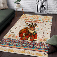 Native American Christmas Area Rug with Beige Tribal Pattern Santa Claus and Dreamcatcher Motif - Wonder Print Shop