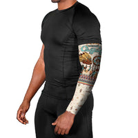 Native American Christmas Arm Sleeves with Beige Tribal Pattern Santa Claus and Dreamcatcher Motif - Wonder Print Shop