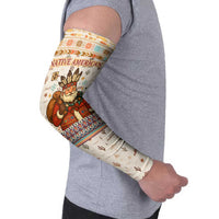 Native American Christmas Arm Sleeves with Beige Tribal Pattern Santa Claus and Dreamcatcher Motif - Wonder Print Shop