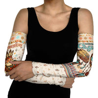 Native American Christmas Arm Sleeves with Beige Tribal Pattern Santa Claus and Dreamcatcher Motif - Wonder Print Shop