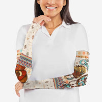Native American Christmas Arm Sleeves with Beige Tribal Pattern Santa Claus and Dreamcatcher Motif - Wonder Print Shop