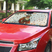 Native American Christmas Auto Sun Shade with Beige Tribal Pattern Santa Claus and Dreamcatcher Motif - Wonder Print Shop