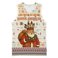 Native American Christmas Basketball Jersey with Beige Tribal Pattern Santa Claus and Dreamcatcher Motif - Wonder Print Shop