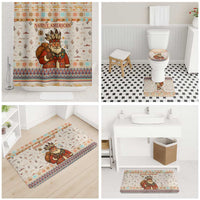 Native American Christmas Bathroom Set with Beige Tribal Pattern Santa Claus and Dreamcatcher Motif - Wonder Print Shop