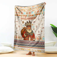 Native American Christmas Blanket with Beige Tribal Pattern Santa Claus and Dreamcatcher Motif - Wonder Print Shop