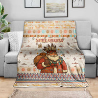 Native American Christmas Blanket with Beige Tribal Pattern Santa Claus and Dreamcatcher Motif - Wonder Print Shop