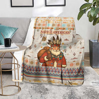 Native American Christmas Blanket with Beige Tribal Pattern Santa Claus and Dreamcatcher Motif - Wonder Print Shop