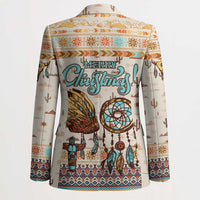 Native American Christmas Blazer with Beige Tribal Pattern Santa Claus and Dreamcatcher Motif - Wonder Print Shop