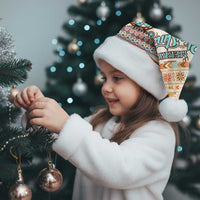 Native American Christmas Santa Hat with Beige Tribal Pattern Santa Claus and Dreamcatcher Motif - Wonder Print Shop