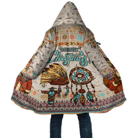 Native American Christmas Cloak with Beige Tribal Pattern Santa Claus and Dreamcatcher Motif - Wonder Print Shop