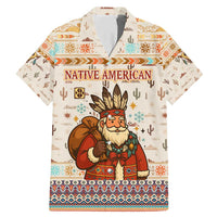 Native American Christmas Family Matching Mermaid Dress and Hawaiian Shirt with Beige Tribal Pattern Santa Claus and Dreamcatcher Motif - Wonder Print Shop