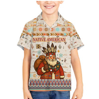 Native American Christmas Family Matching Mermaid Dress and Hawaiian Shirt with Beige Tribal Pattern Santa Claus and Dreamcatcher Motif - Wonder Print Shop