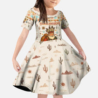 Native American Christmas Family Matching Off The Shoulder Long Sleeve Dress and Hawaiian Shirt with Beige Tribal Pattern Santa Claus and Dreamcatcher Motif - Wonder Print Shop