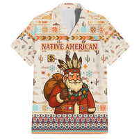 Native American Christmas Family Matching Off The Shoulder Long Sleeve Dress and Hawaiian Shirt with Beige Tribal Pattern Santa Claus and Dreamcatcher Motif - Wonder Print Shop