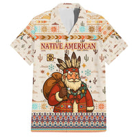 Native American Christmas Family Matching Tank Maxi Dress and Hawaiian Shirt with Beige Tribal Pattern Santa Claus and Dreamcatcher Motif - Wonder Print Shop
