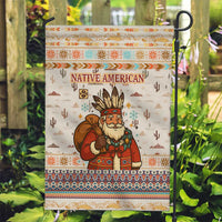 Native American Christmas Garden Flag with Beige Tribal Pattern Santa Claus and Dreamcatcher Motif - Wonder Print Shop
