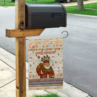 Native American Christmas Garden Flag with Beige Tribal Pattern Santa Claus and Dreamcatcher Motif - Wonder Print Shop