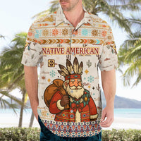 Native American Christmas Hawaiian Shirt with Beige Tribal Pattern Santa Claus and Dreamcatcher Motif - Wonder Print Shop