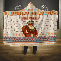 Native American Christmas Hooded Blanket with Beige Tribal Pattern Santa Claus and Dreamcatcher Motif - Wonder Print Shop