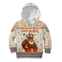 Native American Christmas Kid Hoodie with Beige Tribal Pattern Santa Claus and Dreamcatcher Motif - Wonder Print Shop