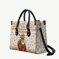 Native American Christmas Leather Bag with Beige Tribal Pattern Santa Claus and Dreamcatcher Motif - Wonder Print Shop