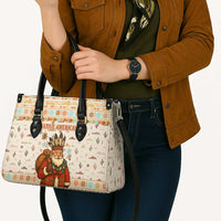 Native American Christmas Leather Bag with Beige Tribal Pattern Santa Claus and Dreamcatcher Motif - Wonder Print Shop