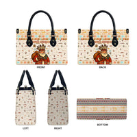 Native American Christmas Leather Bag with Beige Tribal Pattern Santa Claus and Dreamcatcher Motif - Wonder Print Shop