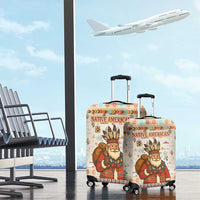Native American Christmas Luggage Cover with Beige Tribal Pattern Santa Claus and Dreamcatcher Motif - Wonder Print Shop