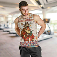 Native American Christmas Men Tank Top with Beige Tribal Pattern Santa Claus and Dreamcatcher Motif - Wonder Print Shop