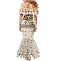 Native American Christmas Mermaid Dress with Beige Tribal Pattern Santa Claus and Dreamcatcher Motif - Wonder Print Shop